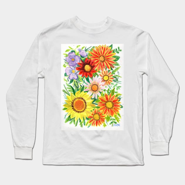 A Burst of Flowers Long Sleeve T-Shirt by jerrykirk